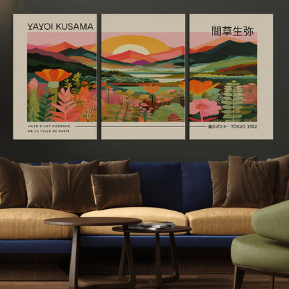 17753-MGV-CV-36X24-Floral Sunset Landscape Wall Art – Panoramic Nature Canvas Print, Vibrant Botanical Artwork for Living Room, Bedroom, Office, or