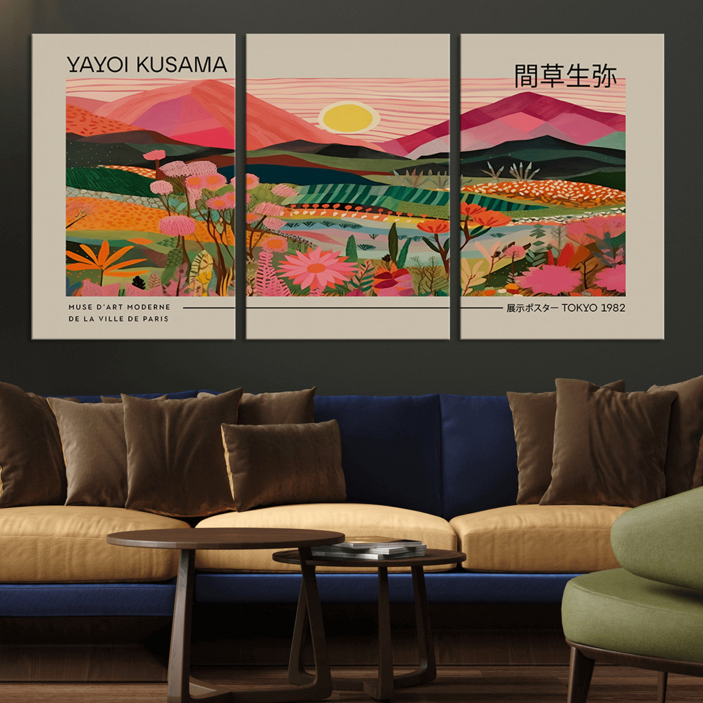 18304-MGV-CV-36X24-Sunset Mountain Landscape Wall Art – Panoramic Abstract Nature Canvas Print, Vibrant Wall Decor for Living Room, Bedroom, Office,