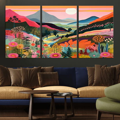 61376-MGV-CV-36X24-Floral Valley Wall Art – Panoramic Mountain Landscape Canvas Print, Vibrant Nature Decor for Living Room, Office, or Bedroom