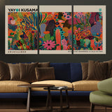 40791-MGV-CV-36X24-Kusama Inspired Wall Art – Vibrant Abstract Floral Jungle Canvas Print, Bold Pop Art Botanical Decor for Living Room, Bedroom, or