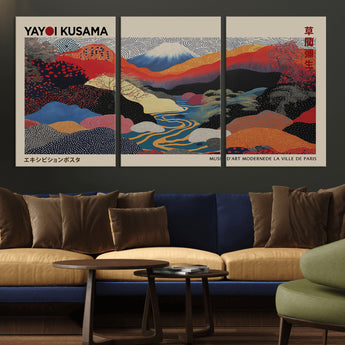 27188-MGV-CV-36X24-Yayoi Kusama Wall Art – Panoramic Abstract Landscape Canvas Print, Vibrant Modern Decor for Living Room, Bedroom, Office, or Art