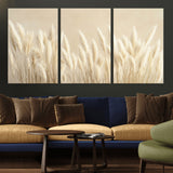 81444-MGV-CV-36X24-Pampas Grass Wall Art Canvas Print, Framed Beige Pampas Grass Art Picture Print, Minimalist Beige Perfect Minimalist Nature Decor