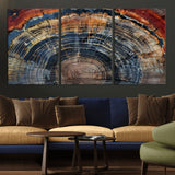 63519-MGV-CV-36X24-Tree Ring Wall Art – Rustic Nature Wood Grain Canvas Print, Abstract Natural Texture Artwork Poster for Living Room, Bedroom,