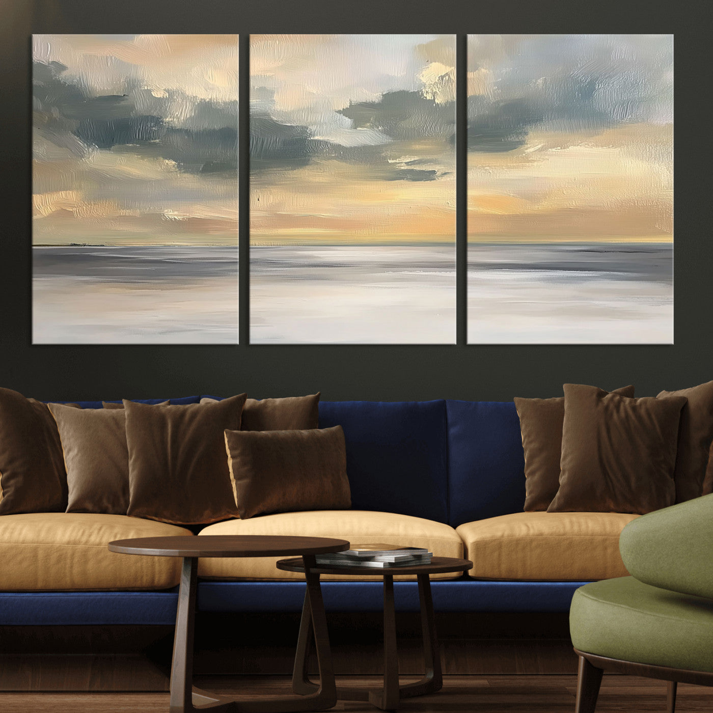 45544-MGV-CV-36X24-Ocean Sunset Wall Art – Serene Seascape Canvas Print with Golden Sky and Calm Water, Coastal Beach Artwork for Living Room,