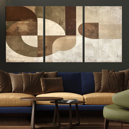 59767-MGV-CV-36X24-Abstract Geometric Shapes Wall Art – Modern Minimalist Canvas Print, Neutral Brown Beige Tan Artwork for Living Room, Bedroom,