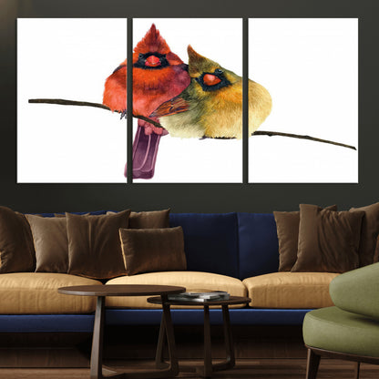 67752-MGV-CV-36X24-Cardinal Couple Wall Art – Male and Female Cardinal Canvas Print, Romantic Bird Artwork for Nature Lovers, Living Room, Bedroom,