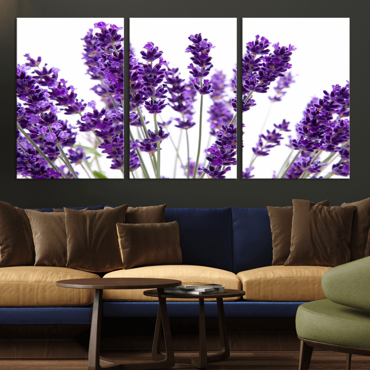 84456-MGV-CV-36X24-Lavender Wall Art – Botanical Canvas Print Featuring Purple Floral Stems, Fresh Nature Inspired Artwork for Living Room, Bedroom,