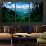 74439378-MGV-CV-36X24-Tropical Jungle Wall Art Canvas Print, Framed Lush Valley Art Picture Print, Forest Mountains Perfect Tropical Wilderness Decor