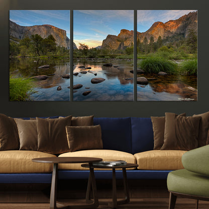 55893831-MGV-CV-36X24-Yosemite Valley Wall Art Canvas Print, Framed El Capitan Art Picture Print, Sierra Landspace Perfect Rustic Nature Decor Artwork