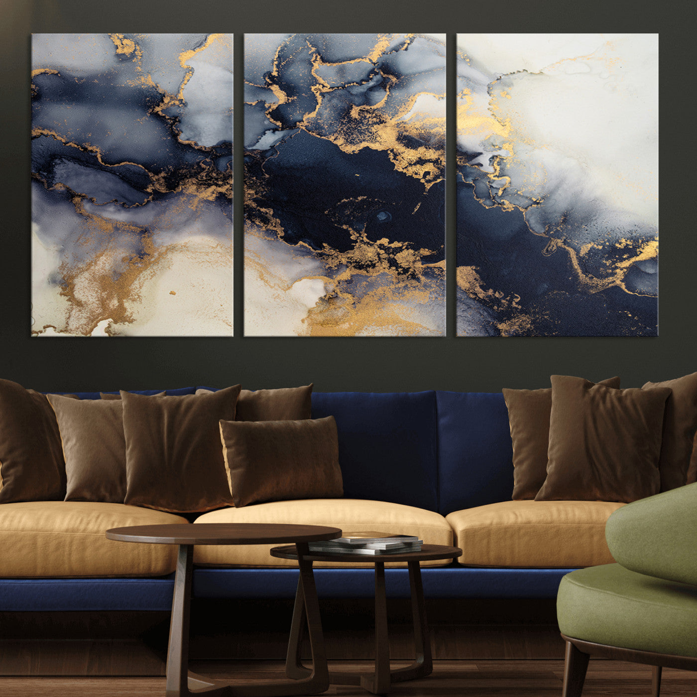 41136487-MGV-CV-36X24-Black Marble Wall Art Canvas Print, Framed Gold Veins Art Picture Print, Abstract Texture Perfect Moody Luxe Decor Artwork