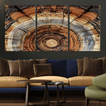 15184146-MGV-CV-36X24-Tree Rings Wall Art Canvas Print, Framed Wood Texture Art Picture Print, Rustic Pattern Perfect Rustic Organic Decor Artwork