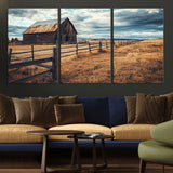 69356982-MGV-CV-36X24-Old Barn Wall Art Canvas Print, Framed Rustic Fence Art Picture Print, Wooden Farmhouse Perfect Rustic Farmhouse Decor Artwork
