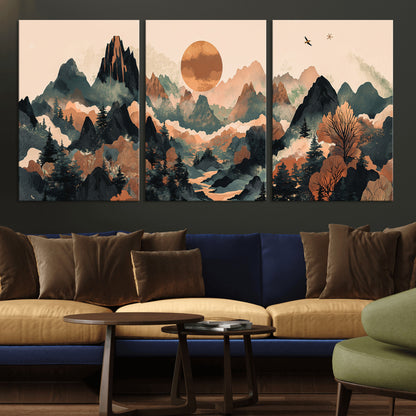 46509506-MGV-CV-36X24-Mountain Wall Art – Sunset Canvas Print, Nature Inspired Artwork, Scenic Wall Decor for Living Room, Bedroom, Office