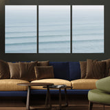 47814787-MGV-CV-36X24-Ocean Waves Wall Art Canvas Print, Framed Solo Surfer Art Picture Print, Wave Lines Perfect Minimalist Ocean Decor Artwork