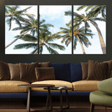 87247012-MGV-CV-36X24-Skyward Palm Trees Wall Art Canvas Print, Framed Tropical Sky Art Picture Print, Coconut Palm Perfect Tropical Skyview Decor