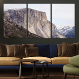 74506434-MGV-CV-36X24-El Capitan Wall Art Canvas Print, Framed Yosemite Cliff Art Picture Print, Sierra Nevada Perfect Sierra Minimalism Decor Artwork