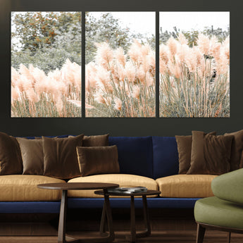 21826392-MGV-CV-36X24-Pampas Grass Wall Art Canvas Print, Framed Soft Pampas Art Picture Print, Pastel Grasses Perfect Soft Neutral Boho Decor Artwork