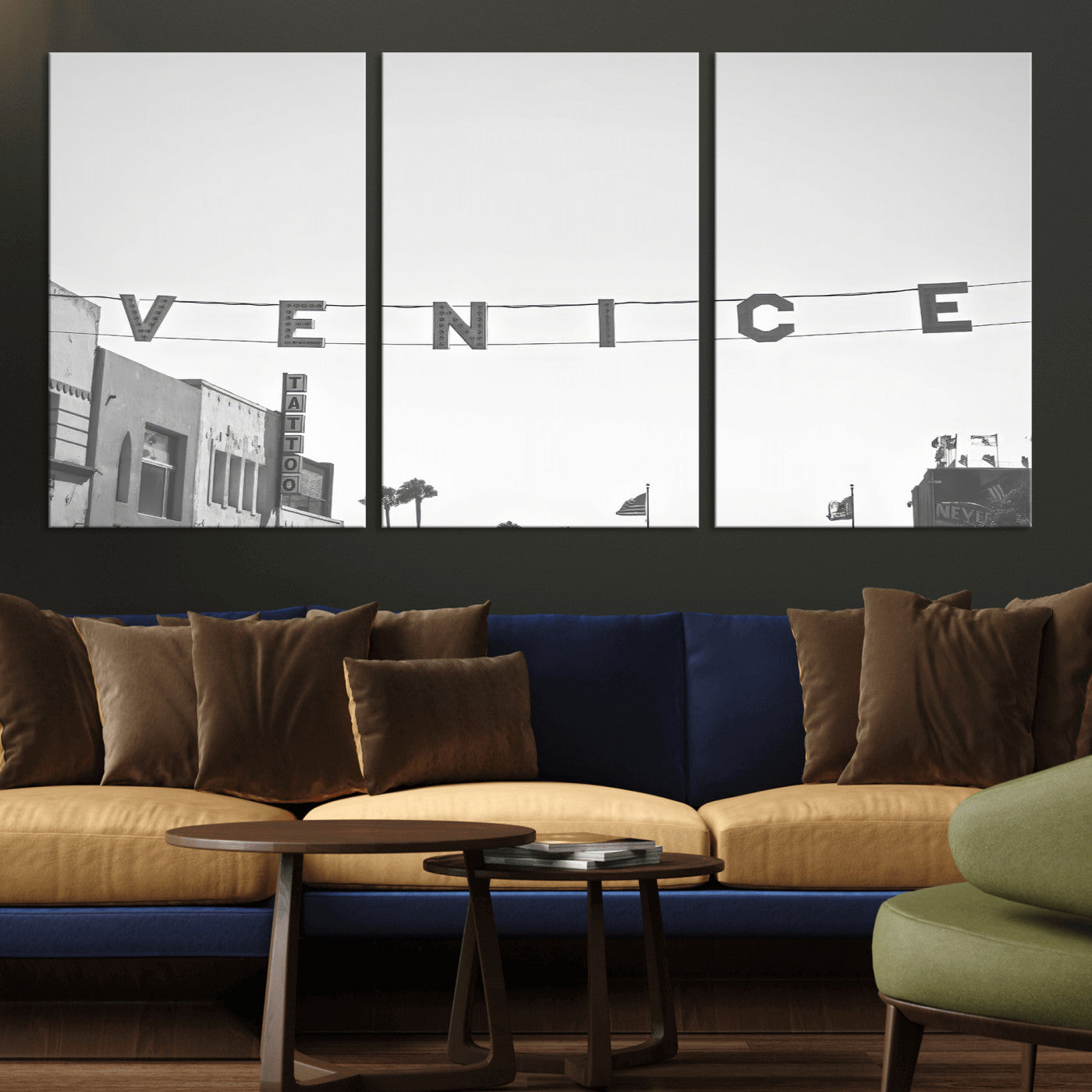 68254589-MGV-CV-36X24-Venice Sign Wall Art Canvas Print, Framed Venice Letters Art Picture Print, Los Angeles Perfect Minimalist Urban Decor Artwork
