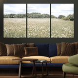 43258946-MGV-CV-36X24-Daisy Field Wall Art Canvas Print, Framed Pastel Flower Art Picture Print, Meadow Bloom Perfect Scandinavian Minimalist Decor