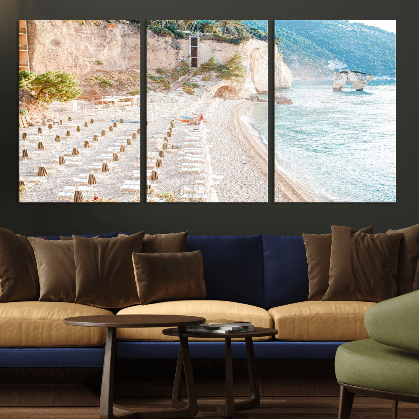 84816639-MGV-CV-36X24-Mediterranean Beach Wall Art Canvas Print, Framed Airy Coastal Art Picture Print, Summer Shore Perfect Coastal Retreat Decor