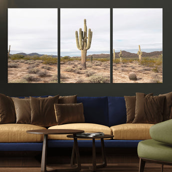 96147924-MGV-CV-36X24-Saguaro Cactus Wall Art Canvas Print, Framed Desert Cactus Art Picture Print, Earthy Desert Perfect Southwestern Boho Decor