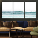 56345117-MGV-CV-36X24-Minimalist Surfing Wall Art Canvas Print, Framed Ocean Waves Art Picture Print, Soft Ocean Perfect Minimalist Coastal Decor