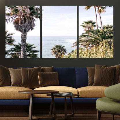51404565-MGV-CV-36X24-Palm Trees Wall Art Canvas Print, Framed Ocean Breeze Art Picture Print, Coastal View Perfect Tropical Coastal Decor Artwork