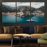 20321590-MGV-CV-36X24-Amalfi Coast Wall Art Canvas Print, Framed Italy Travel Art Picture Print, Mediterranean Landscape Perfect Mediterranean Coastal