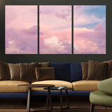 22874890-MGV-CV-36X24-Pastel Sky Wall Art Canvas Print, Framed Dreamy Cloudscape Art Picture Print, Sunset Glow Perfect Minimalist Serenity Decor