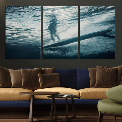 71192524-MGV-CV-36X24-Submerged Surf Wall Art Canvas Print, Framed Underwater Perspective Art Picture Print, Ocean Surf Perfect Coastal Adventure Decor