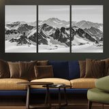 46884246-MGV-CV-36X24-Snowy Mountain Wall Art Canvas Print, Framed Mountain Peaks Art Picture Print, Alpine Mountains Perfect Minimalist Alpine Decor