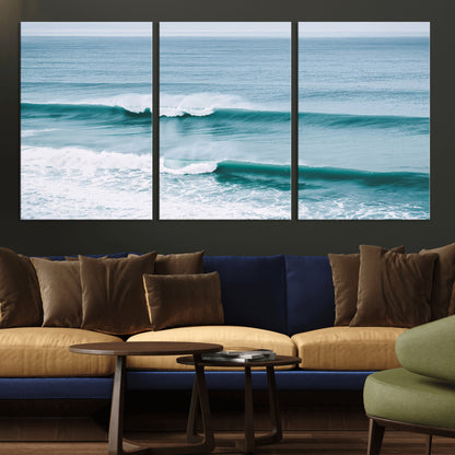 73692470-MGV-CV-36X24-Ocean Swell Wall Art Canvas Print, Framed Surf Waves Art Picture Print, Blue Water Perfect Coastal Dynamic Decor Artwork