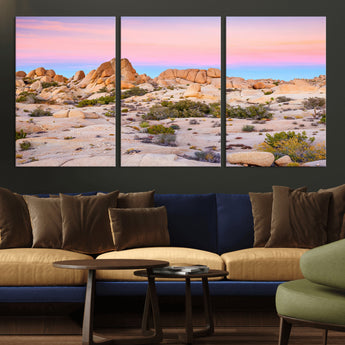 96167137-MGV-CV-36X24-Vibrant Sunset Sky Wall Art Canvas Print, Framed Joshua Tree Art Picture Print, Rugged Terrain Perfect Southwestern Boho Decor
