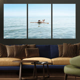 32624554-MGV-CV-36X24-Swimming Relaxation Wall Art Canvas Print, Framed Peaceful Water Art Picture Print, Clear Sea Perfect Minimalist Aquatic Decor
