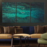 93287752-MGV-CV-36X24-Ocean Surf Wall Art Canvas Print, Framed Blue Waters Art Picture Print, Vibrant Seascape Perfect Coastal Adventure Decor Artwork