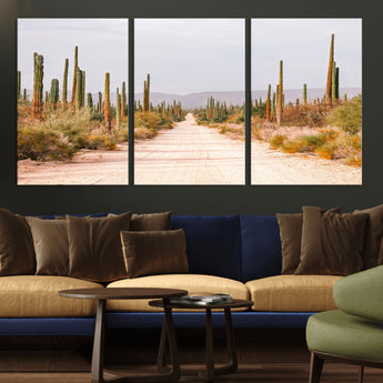 30742780-MGV-CV-36X24-Desert Cactus Wall Art Canvas Print, Framed Southwestern Art Picture Print, Bohemian Western Perfect Southwestern Boho Decor