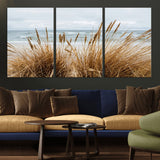 14270839-MGV-CV-36X24-Beach Grass Wall Art Canvas Print, Framed Coastal Dunes Art Picture Print, Dune Grass Perfect Coastal Minimalist Decor Artwork