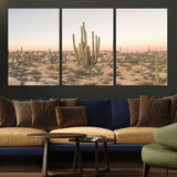 76234974-MGV-CV-36X24-Desert Cactus Wall Art Canvas Print, Framed Baja Desert Art Picture Print, Pastel Desert Perfect Southwestern Boho Decor Artwork