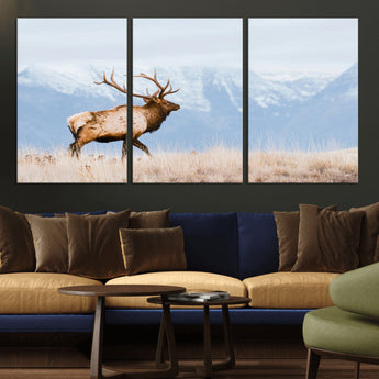 96024025-MGV-CV-36X24-Elk Photography Wall Art Canvas Print, Framed Mountain Wildlife Art Picture Print, Rustic Lodge Decor Perfect Rustic Lodge Decor