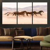 83644685-MGV-CV-36X24-Wild Horse Art Wall Art Canvas Print, Framed Rustic Western Art Picture Print, Desert Horse Scene Perfect Rustic Western Decor