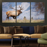 26365841-MGV-CV-36X24-Mountain Elk Art Wall Art Canvas Print, Framed Rustic Wildlife Print Art Picture Print, Lodge Style Decor Perfect Rustic Lodge