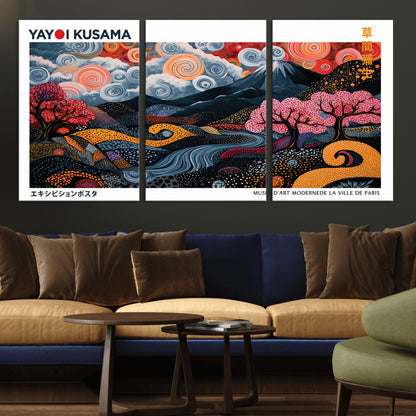 43879290-MGV-CV-36X24-Japanese Abstract Wall Art – Mount Fuji Cherry Blossom Canvas Print, Modern Asian Inspired Landscape Decor for Living Room,