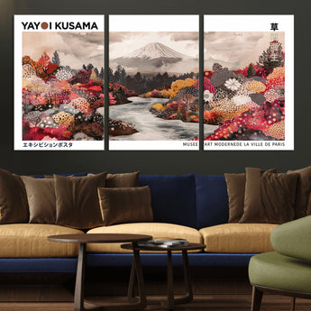 32352074-MGV-CV-36X24-Japanese Landscape Wall Art – Mount Fuji River Canvas Print, Modern Asian Inspired Nature Decor for Living Room, Bedroom, Office