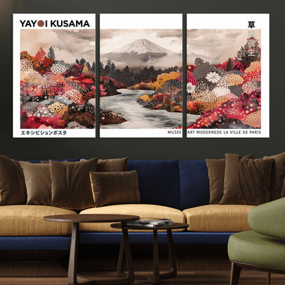 32352074-MGV-CV-36X24-Japanese Landscape Wall Art – Mount Fuji River Canvas Print, Modern Asian Inspired Nature Decor for Living Room, Bedroom, Office