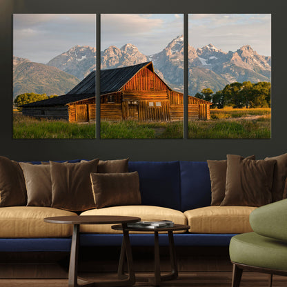 31771014-MGV-CV-36X24-Rustic Barn Wall Art Canvas Print, Framed Western Landscape Art Picture Print, Farmhouse Style Perfect Rustic Farmhouse Decor