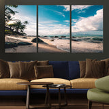 95301406-MGV-CV-36X24-Tropical Beach Wall Art Canvas Print, Framed Ocean Waves Art Picture Print, Relazxing Seascape Perfect Tropical Coastal Decor