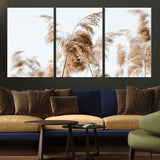 17019393-MGV-CV-36X24-Pampas Grass Wall Art Canvas Print, Framed Neutral Tones Art Picture Print, Minimalist Nature Perfect Boho Minimalist Decor
