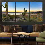 52844711-MGV-CV-36X24-Saguaro Cactus Wall Art Canvas Print, Framed Desert Sunset Art Picture Print, Southwestern Scene Perfect Southwestern Rustic Decor