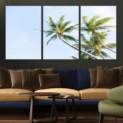 54719115-MGV-CV-36X24-Palm Trees Wall Art Canvas Print, Framed Tropical Aesthetic Art Picture Print, Coastal Serenity Perfect Tropical Minimalist Decor
