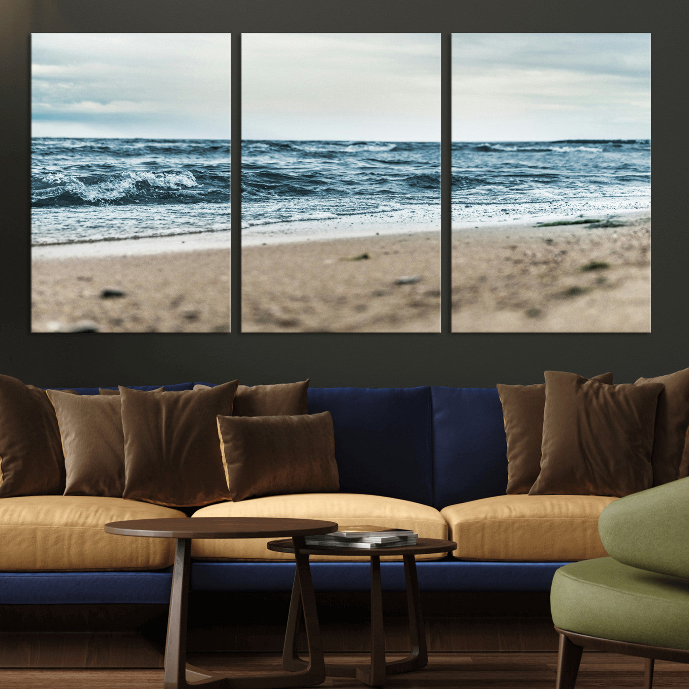 81812590-MGV-CV-36X24-Ocean Wall Art Wall Art Canvas Print, Framed Coastal Canvas Art Picture Print, Moody Seascape Perfect Coastal Minimalist Decor